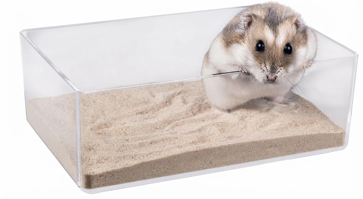 BAÑO – ARENERO DE ACRILICO TRANSPARENTE PARA ROEDORES CHICO