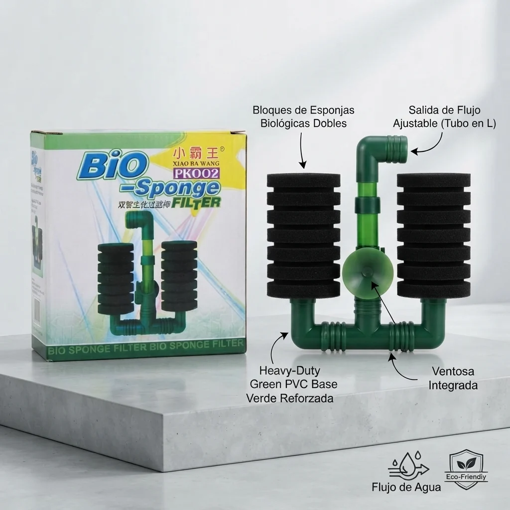 FILTRO DE ESPONJA DOBLE MEDIANO PARA ACUARIO - XIAO BA WANG PK002