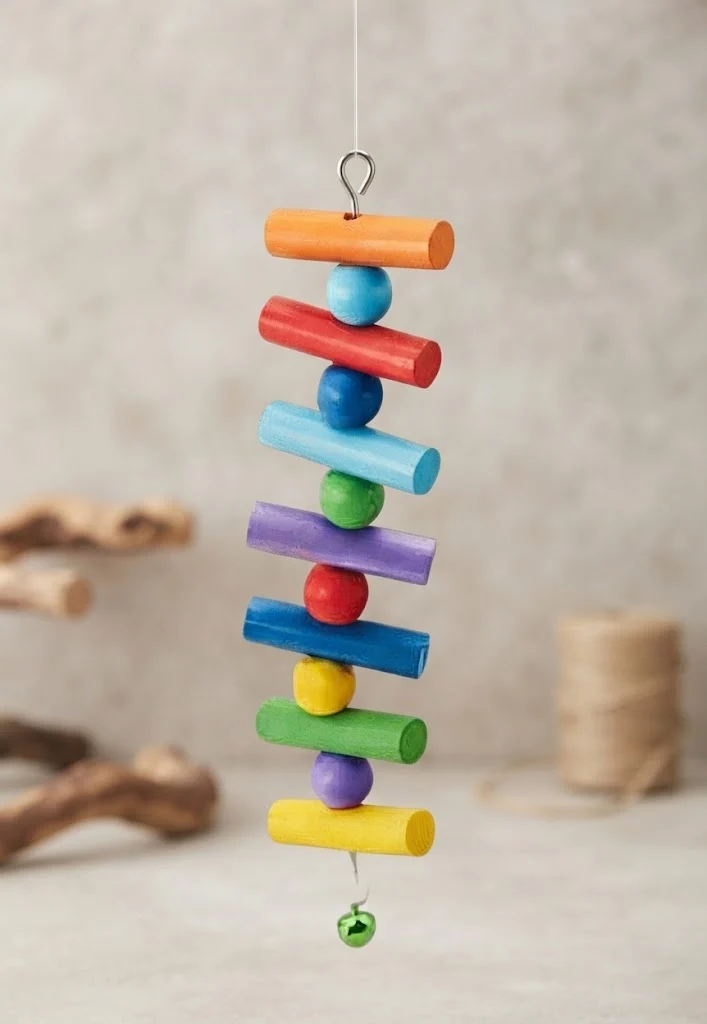 COLUMPIO DE MADERA CON BARRAS Y PELOTAS
