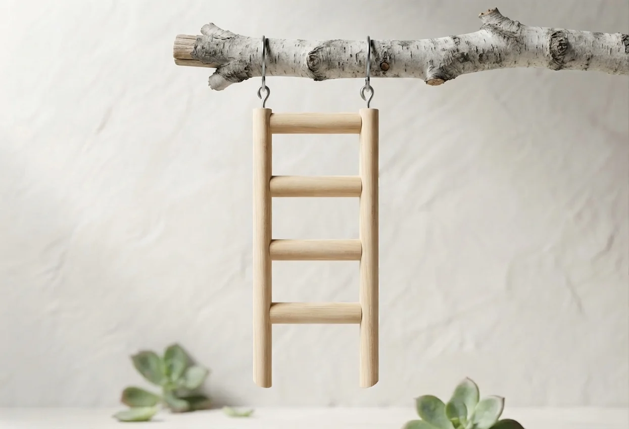 ESCALERA CON GANCHOS DE MADERA