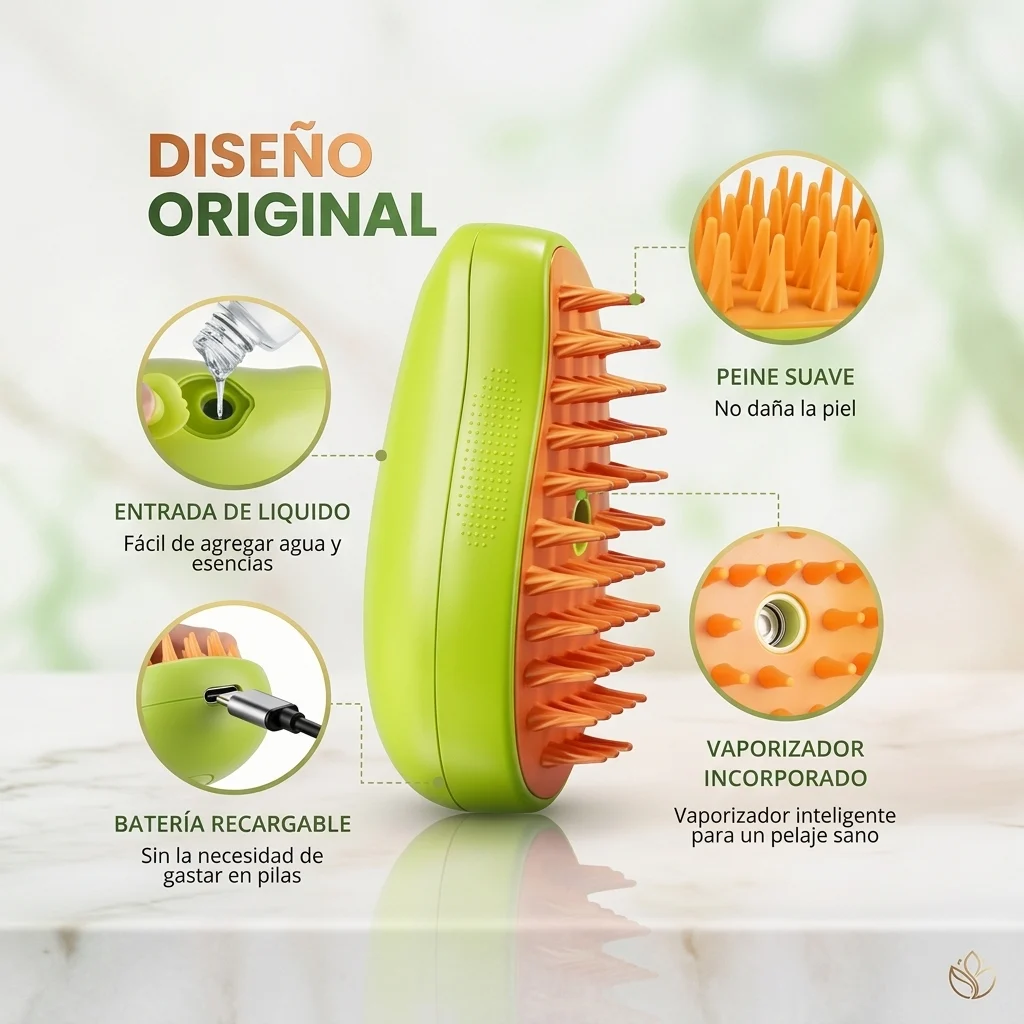 PEINE CEPILLO DE VAPOR MASAJEADOR PARA MASCOTAS