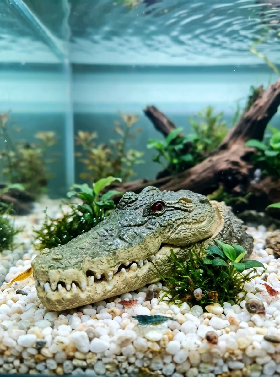ADORNO DE RESINA COCODRILO (MOVIBLE, ABRE Y CIERRA LA MANDIBULA)