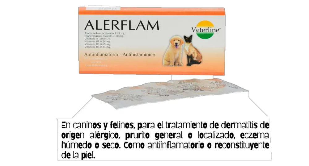 Alerflan Antiinflamatorio y Antihistamínico Dosis: 1 Pastilla POR Cada 20KG